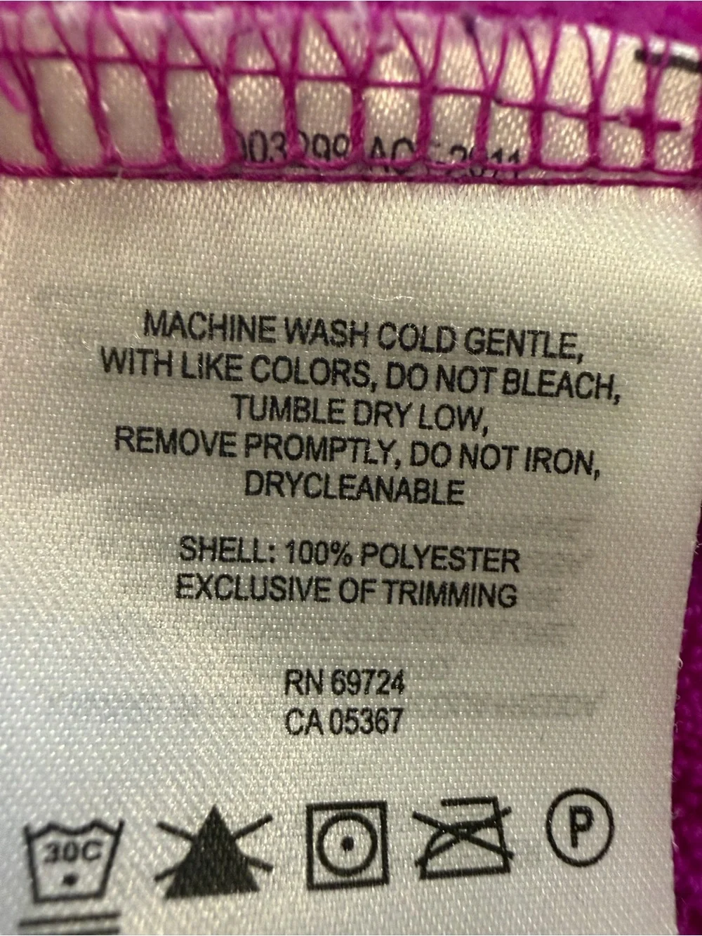 Columbia infant fleece full zip bodysuit/coat fuschia 12-18 months